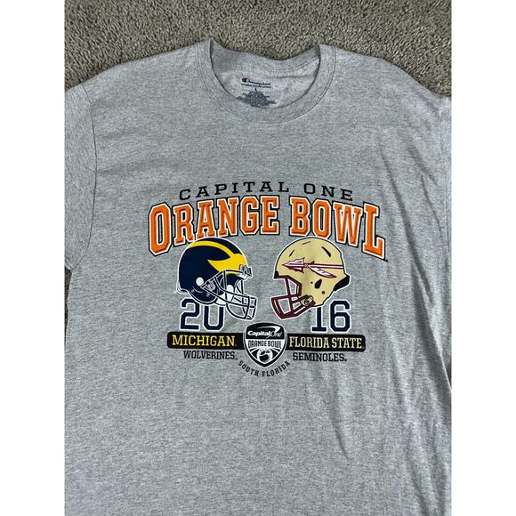 Michigan Wolverines Shirt Mens Large Gray Orange Bowl Champions Vs Seminoles - Picture 3 of 13